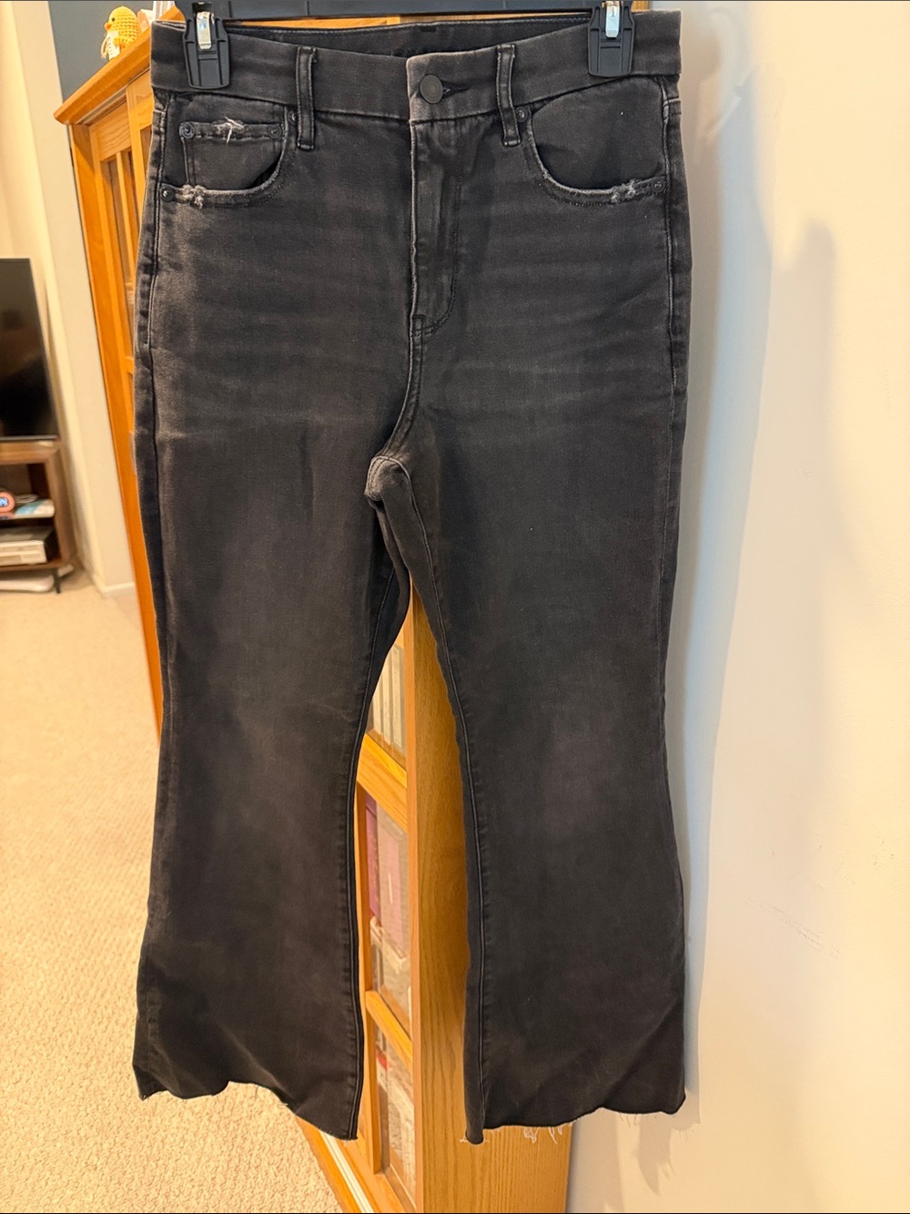American Eagle Outfitters Black Washed Flare Jeans 6Short